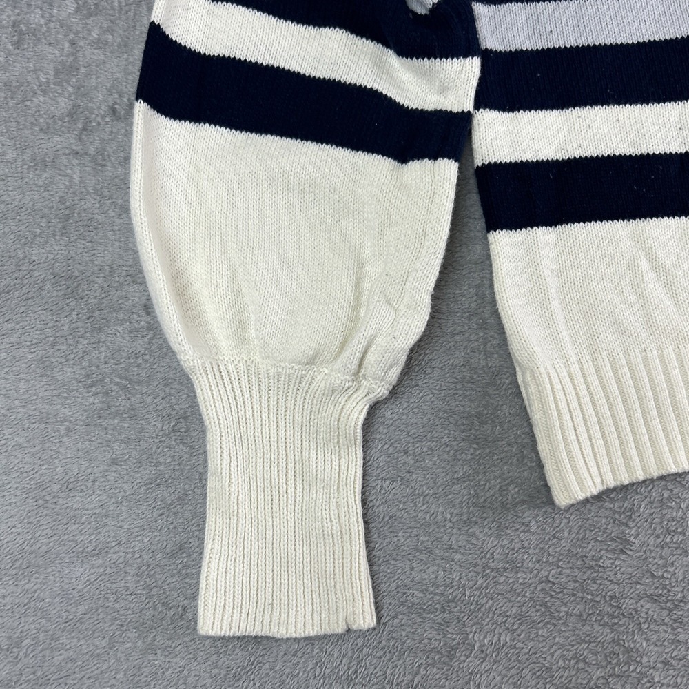 Crown & Ivy XL Multi Color Striped Balloon Sleeve Crew Neck Cotton Blend Sweater - Picture 3 of 8